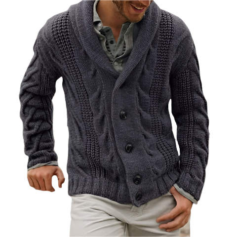 Men's breathable thick cable knit cardigan