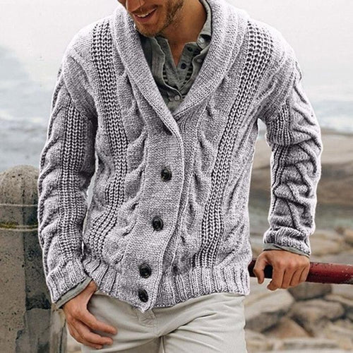 Men's breathable thick cable knit cardigan