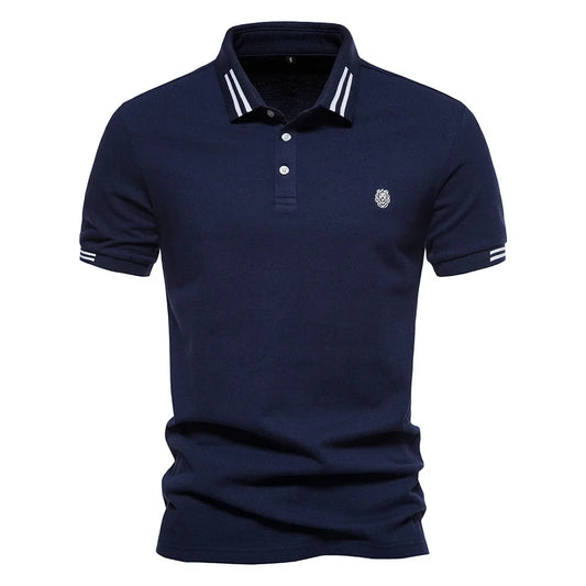 Men's striped embroidered polo shirt