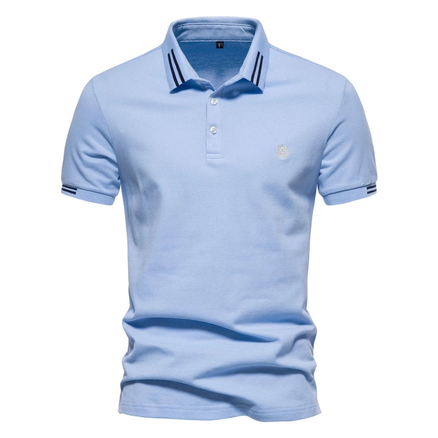 Men's striped embroidered polo shirt