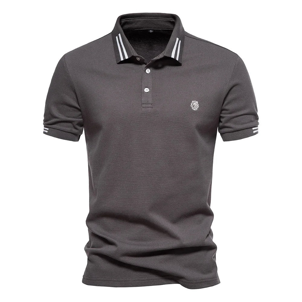 Men's striped embroidered polo shirt