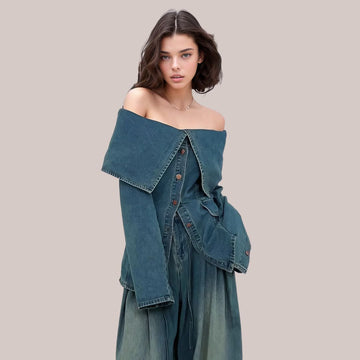 Women's off-shoulder denim jacket