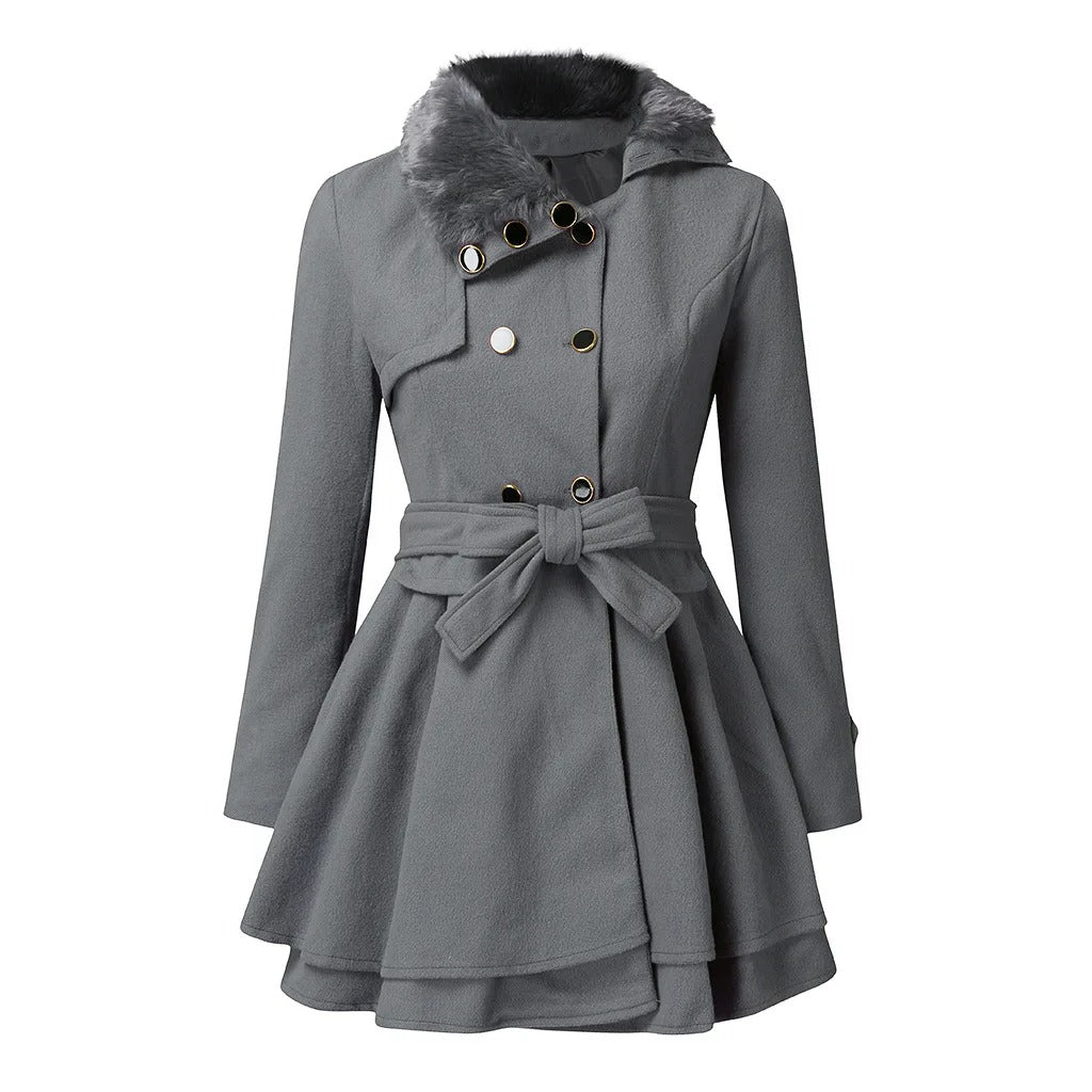 Women's luxurious double-breasted trench coat