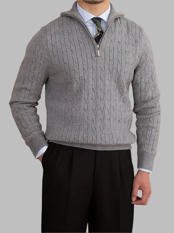 Men's knitted half zip collar sweater