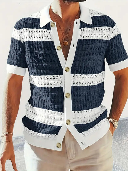 Men's hollow cardigan knit shirt