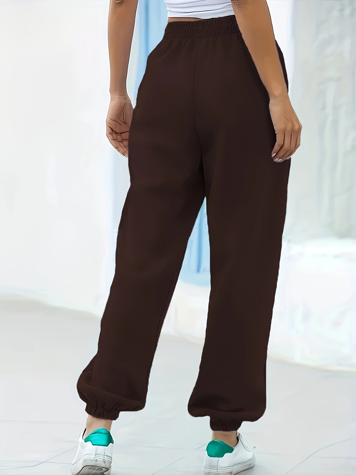 High waist fleece jogging pants for women