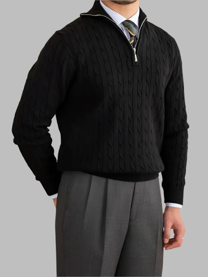 Men's knitted half zip collar sweater