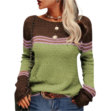 Women's knitted yarn-dyed sweater