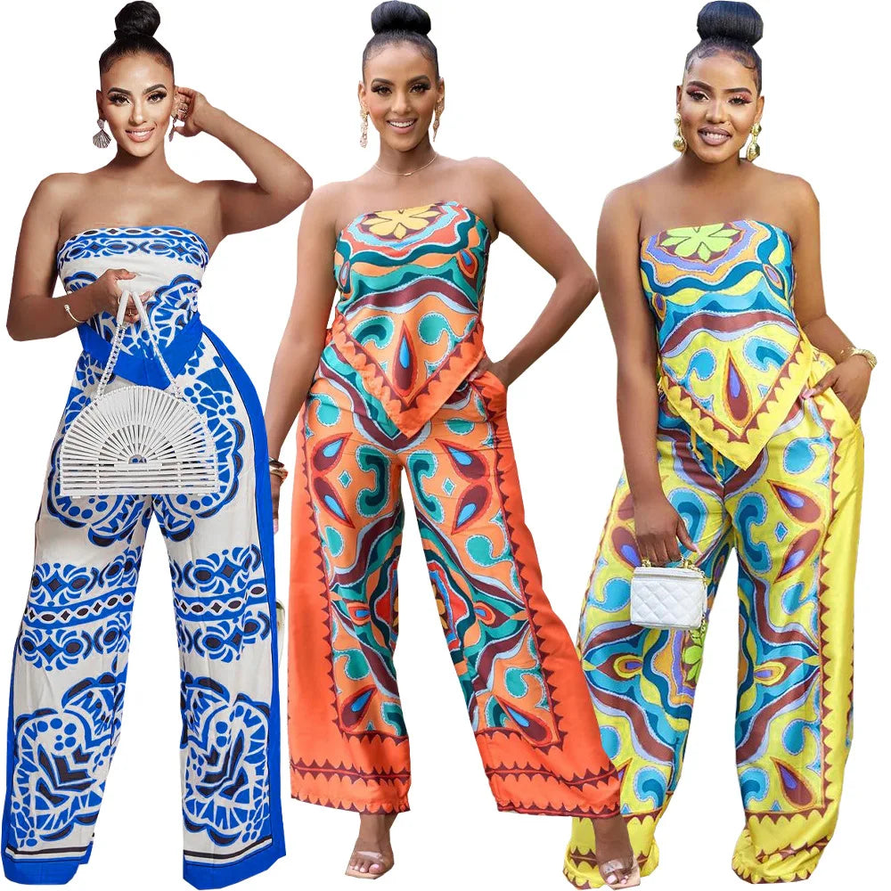 Women's geometric printed 2-piece suit