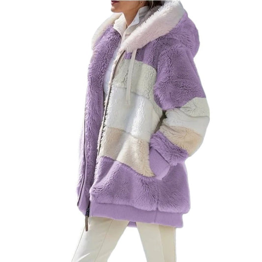 Women’s warm plush hooded jacket