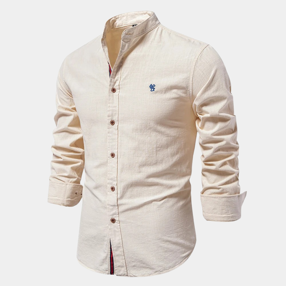 Men's long sleeve shirt with embroidered chest detail