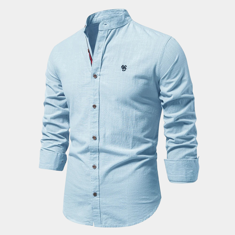 Men's long sleeve shirt with embroidered chest detail