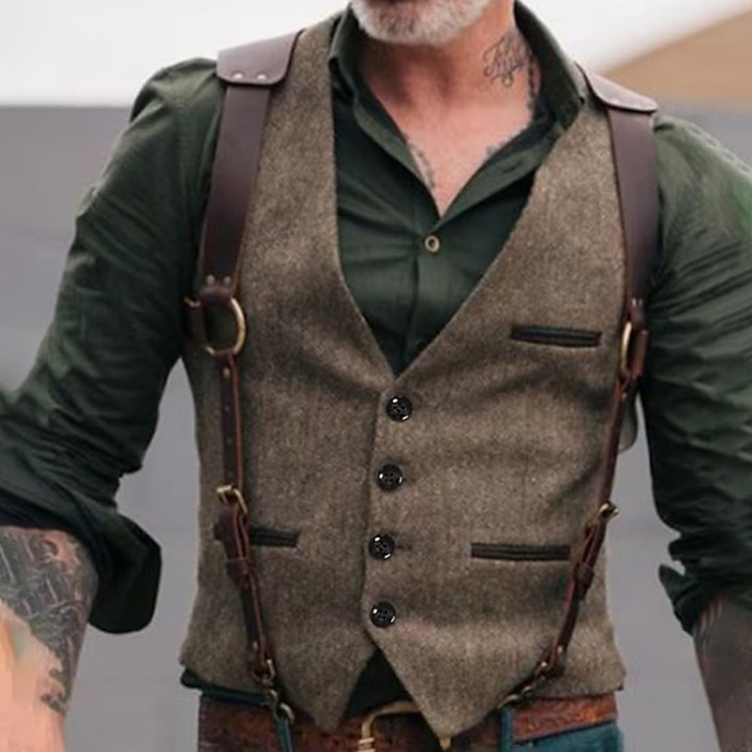 Men's closed-fitting patchwork vest