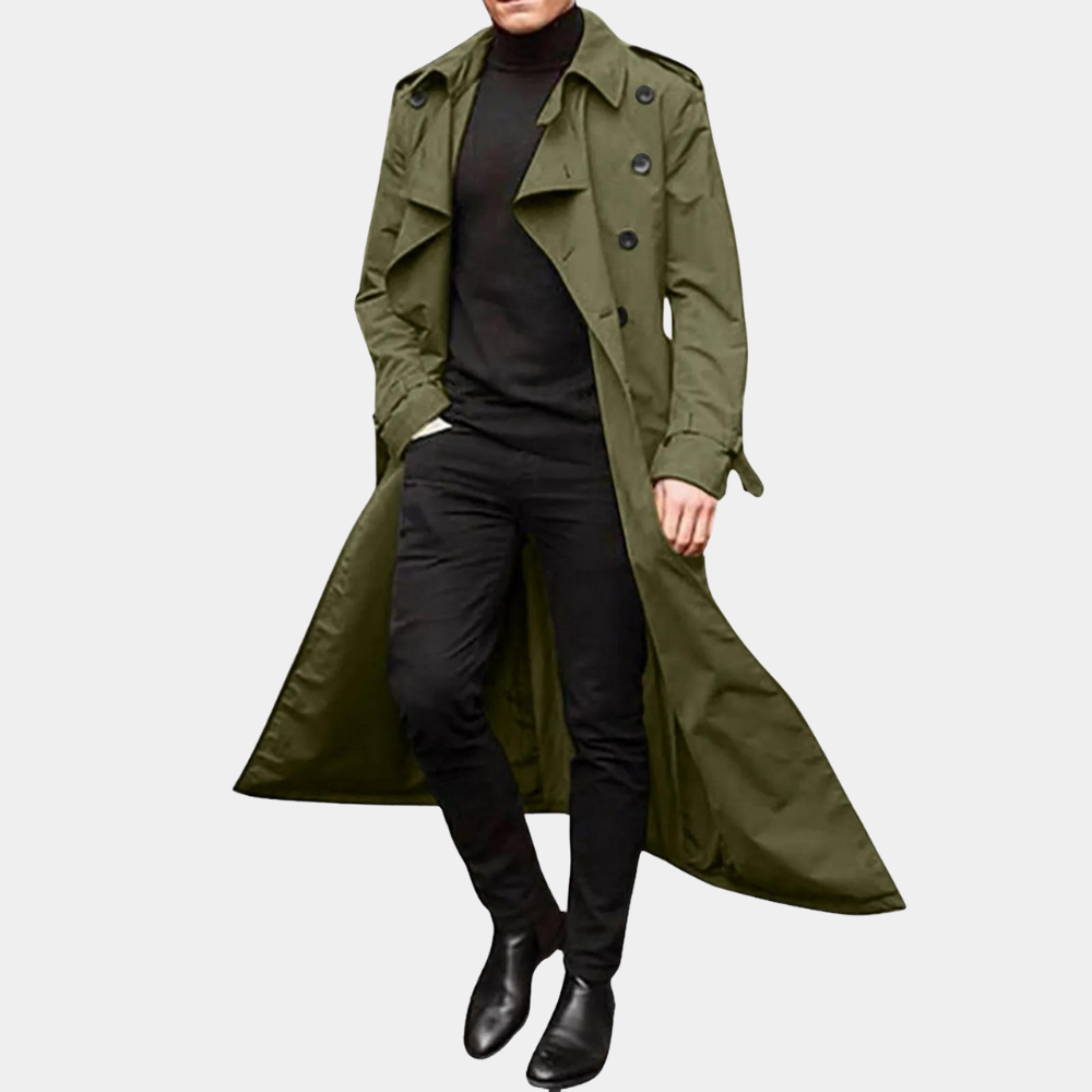 Men's long windbreaker trench coat