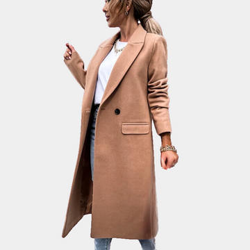 Women's stylish long coat with flap pockets