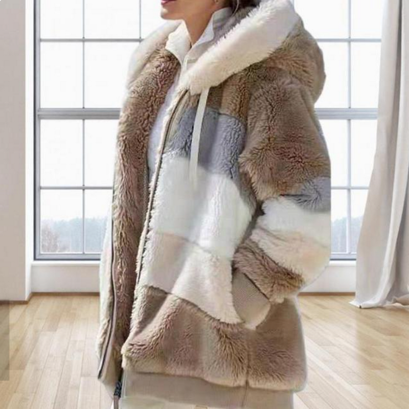 Women's faux fur jacket with warm lining