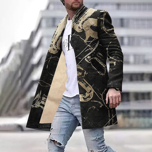 Men's long single-breasted casual coat