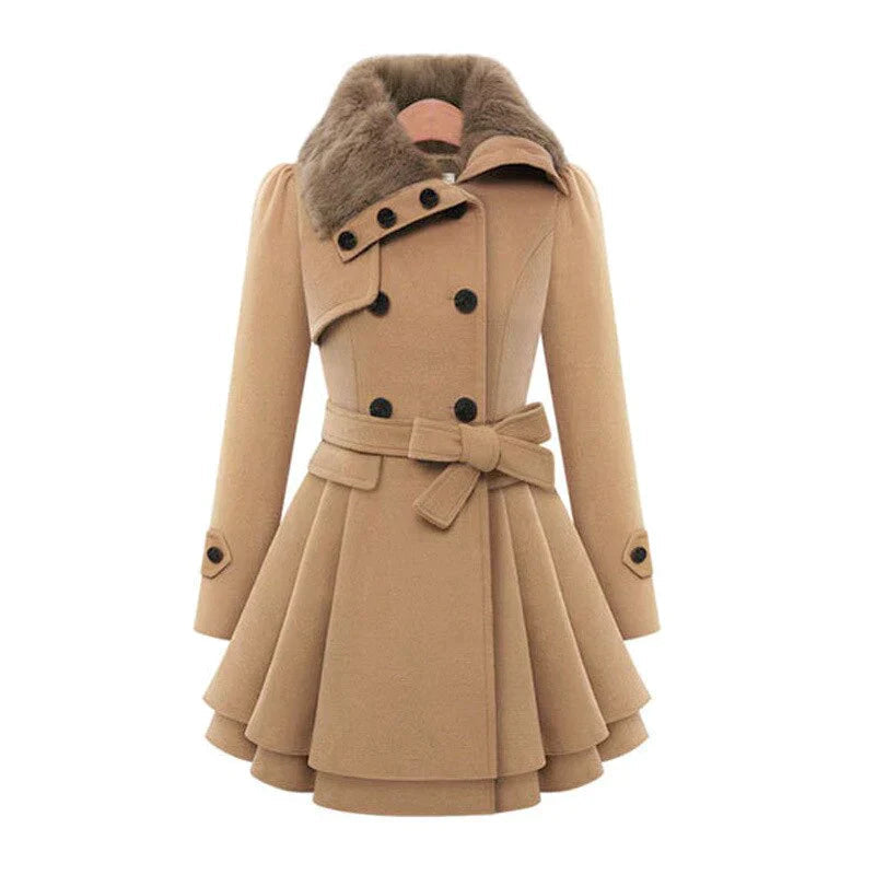 Women's luxurious double-breasted trench coat