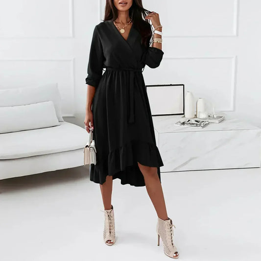 Elegant's ruffled wrap dress for women