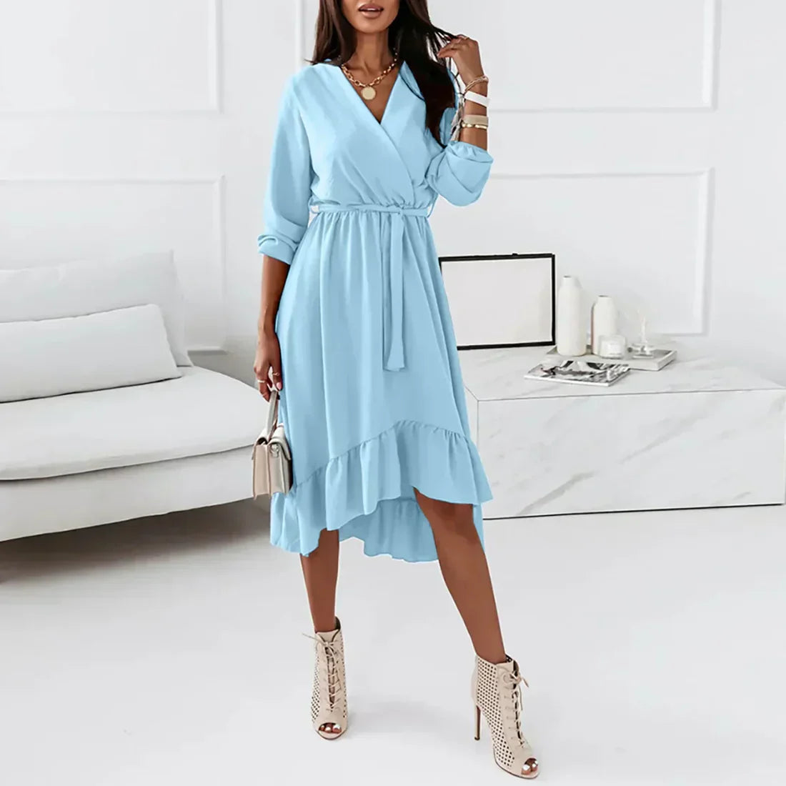 Elegant's ruffled wrap dress for women