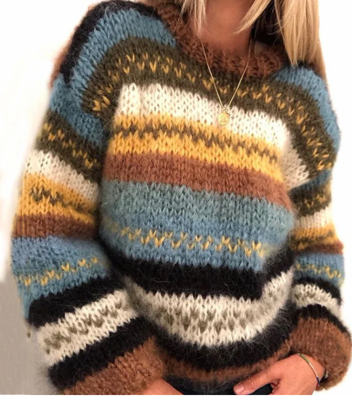 Women's knitted rainbow design sweater