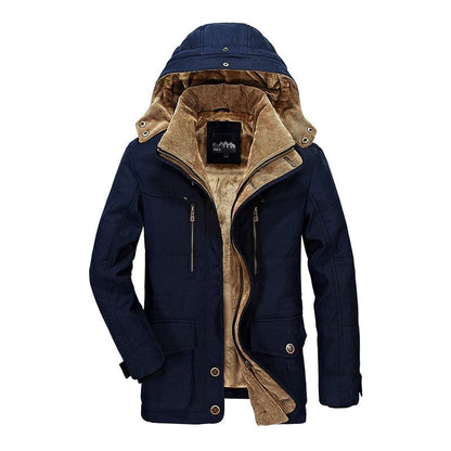 Men's hooded plush thick coat