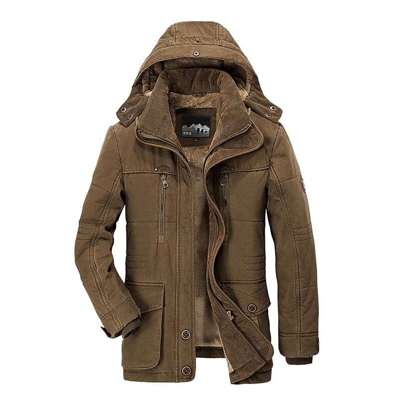 Men's hooded plush thick coat