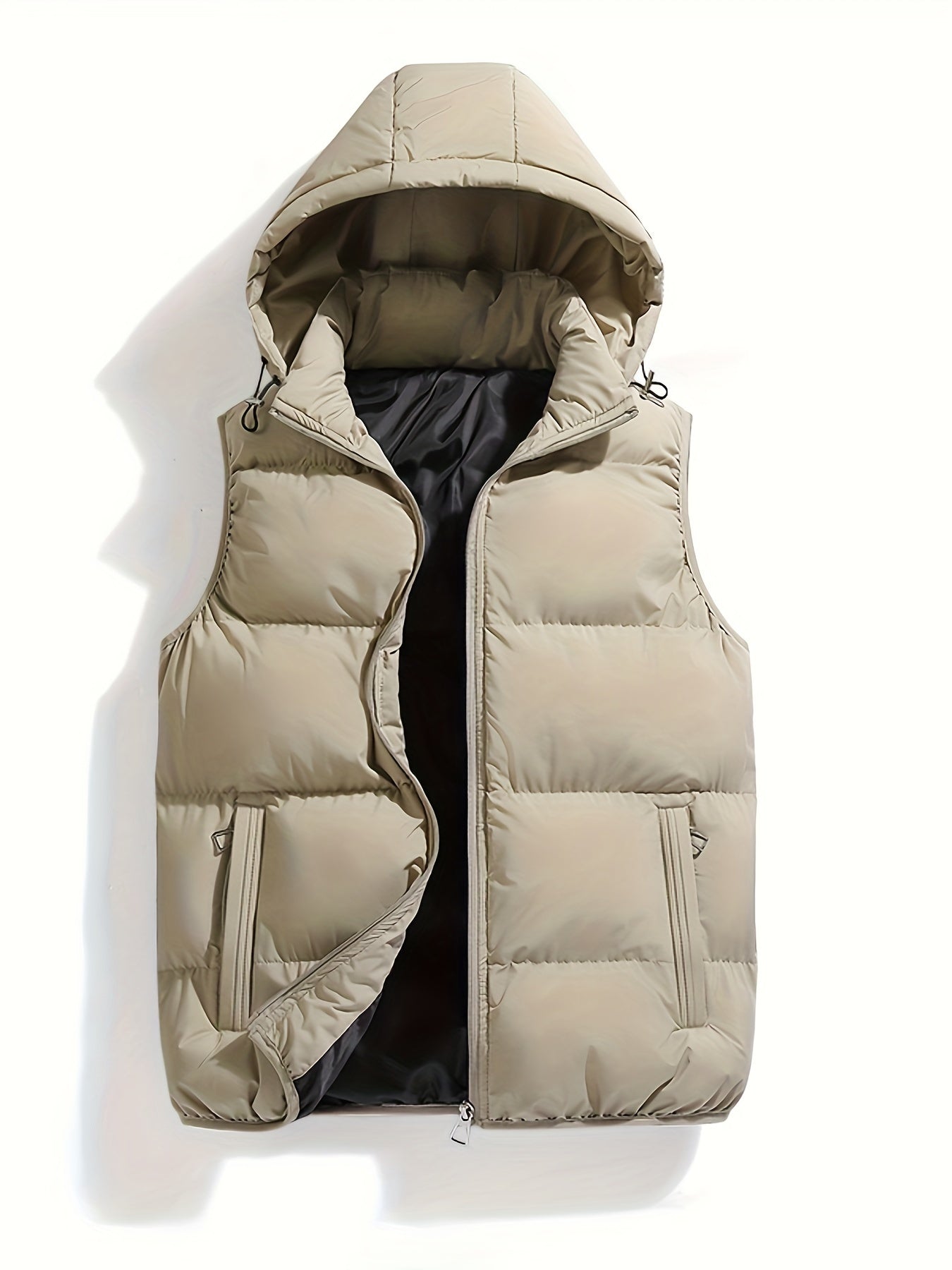 Men's quilted warm vest with removable collar