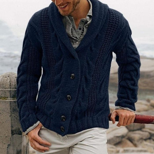 Men's breathable thick cable knit cardigan