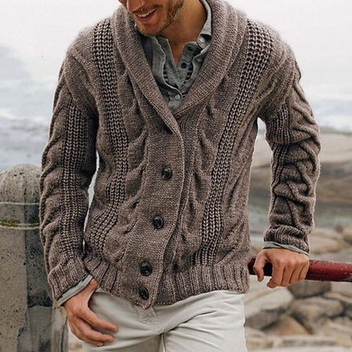 Men's breathable thick cable knit cardigan