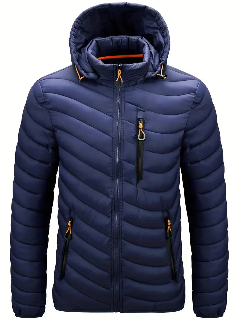 Men's cotton-padded jacket with detachable hood