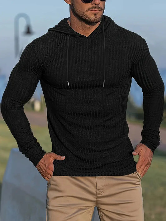 Men's slim long hooded sweatshirt