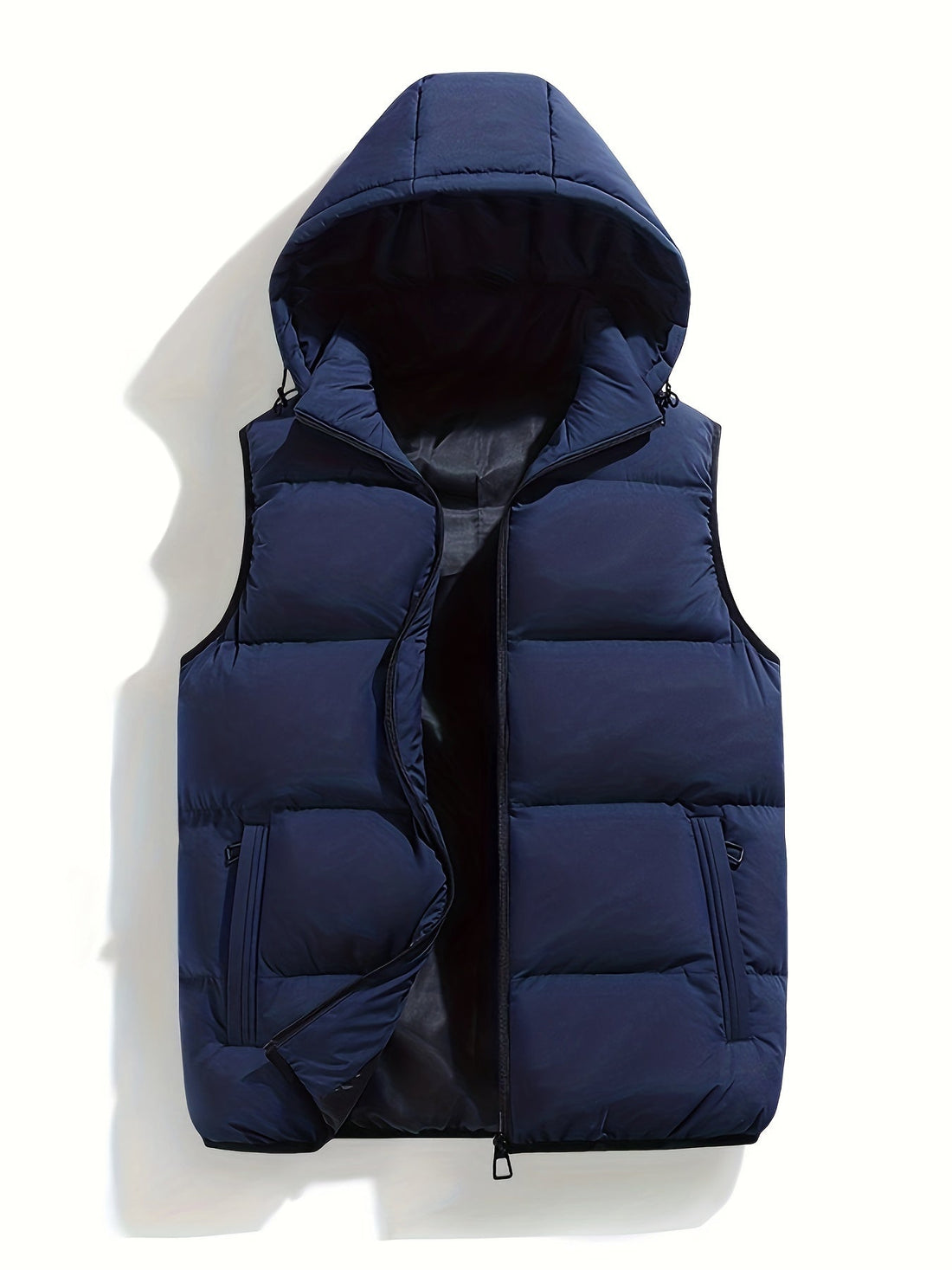 Men's quilted warm vest with removable collar