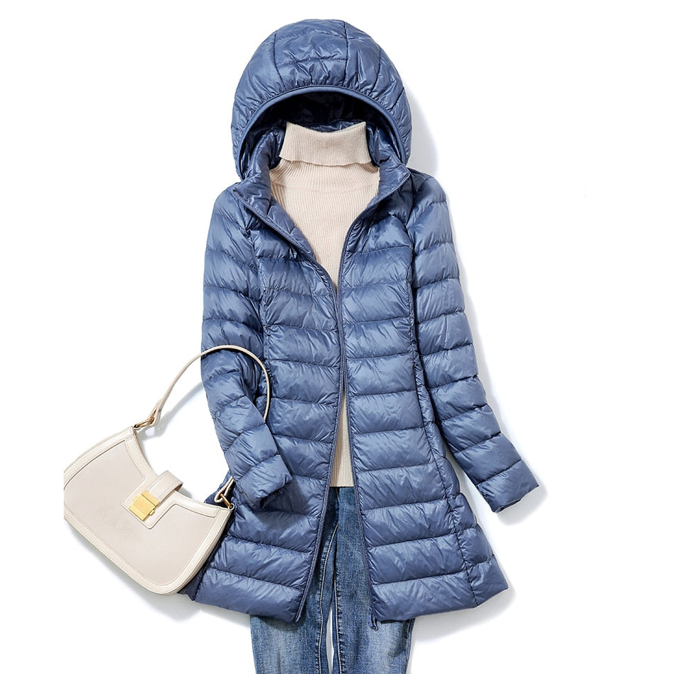 Women's ultra light hooded winter jacket