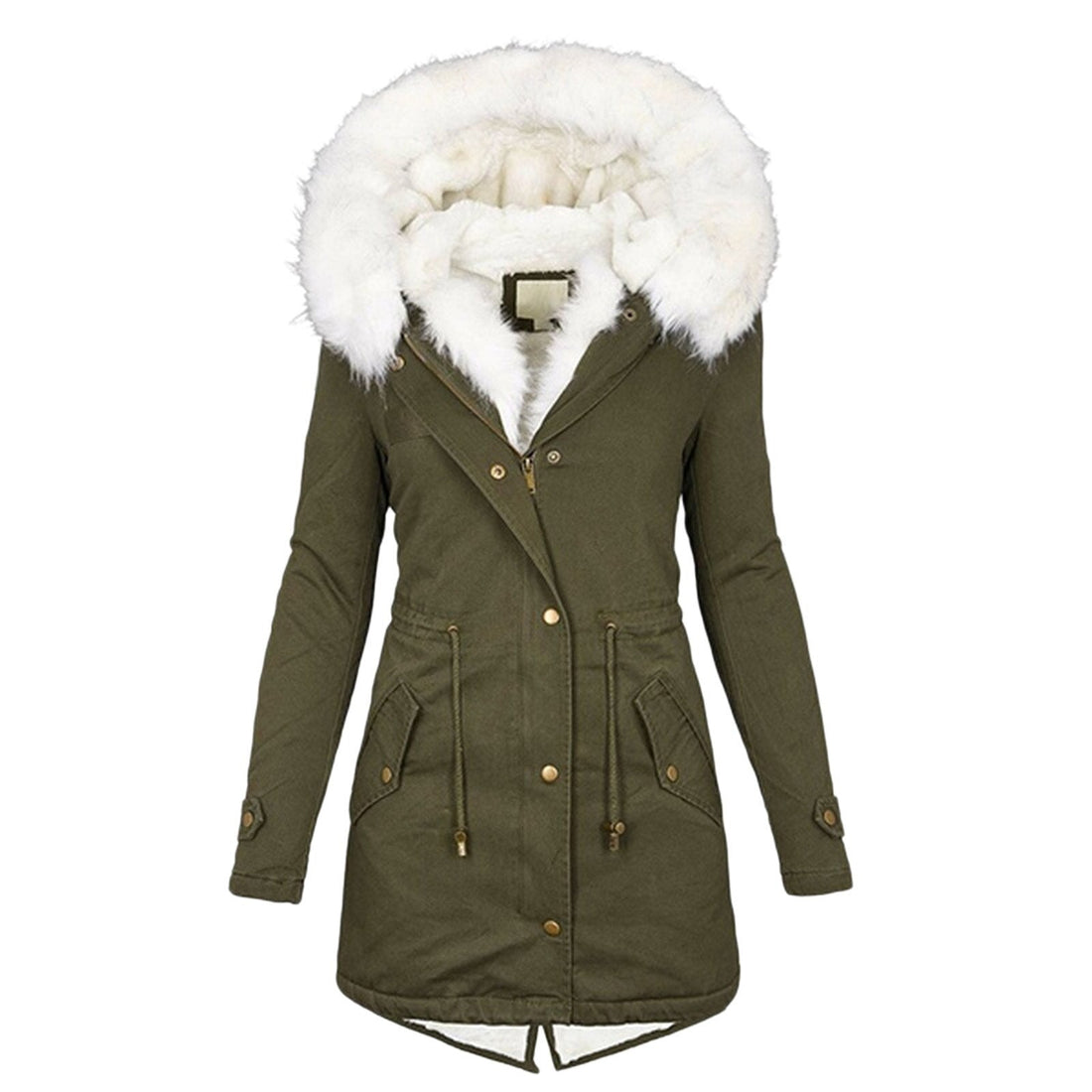 Women's jacket with detachable fur hood