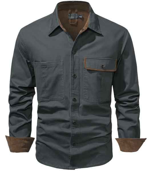 Men's long-sleeved button-up casual shirt