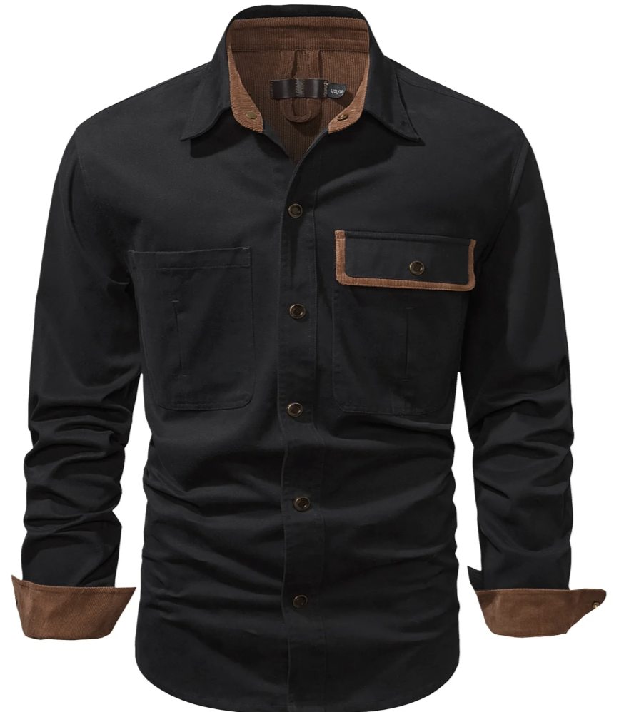 Men's long-sleeved button-up casual shirt