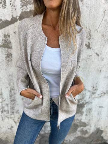 Women's wool zipper jacket