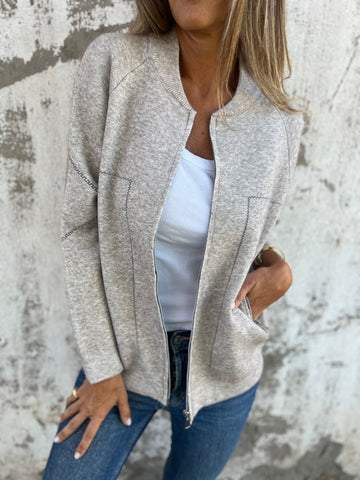 Women's wool zipper jacket