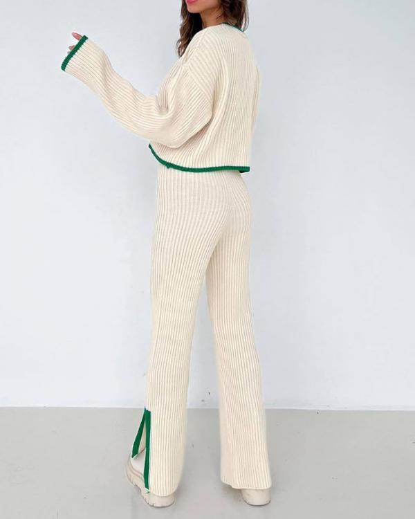 Women's knitted 2-piece pants suit