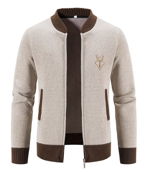 Men's high-quality crew neck cardigan